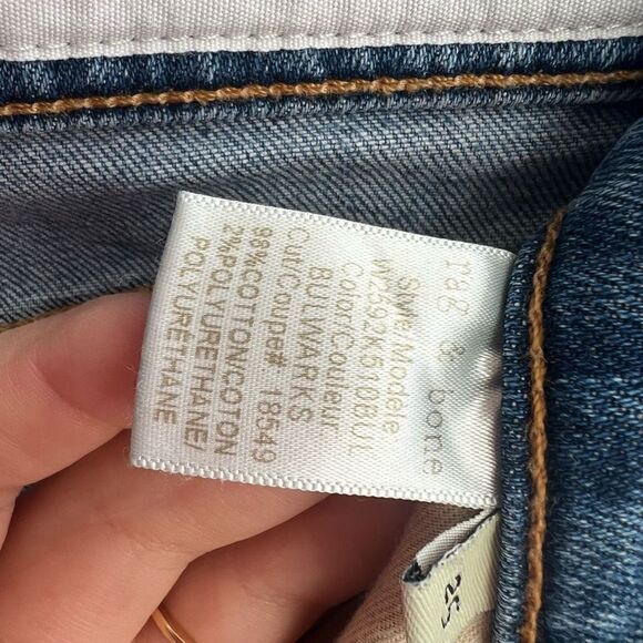 Rag & Bone Women's Fringe Hem Paint Stroke Denim Skinny Jeans Blue Size 25 - Picture 10 of 12